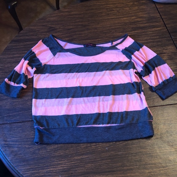Pink/Gray Stripe Short Sleeve Shirt - Picture 2 of 3
